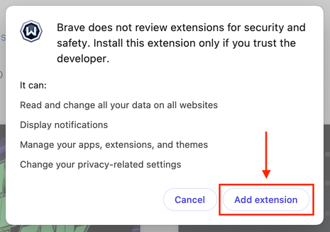 Add Extension Confirmation