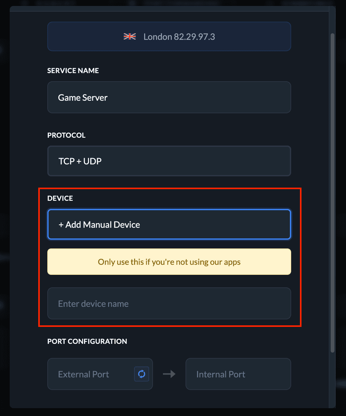 Manual Device Add